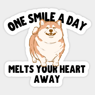 One Smile A Day Melts Your Heart Away Cute Shiba Akita Inu Sticker